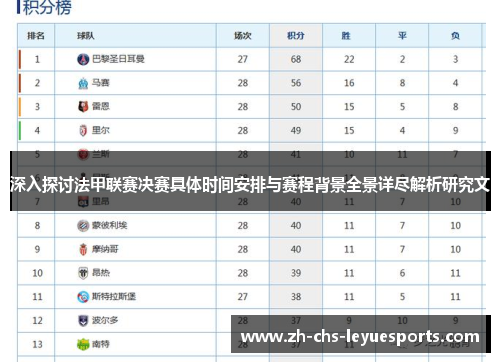 深入探讨法甲联赛决赛具体时间安排与赛程背景全景详尽解析研究文